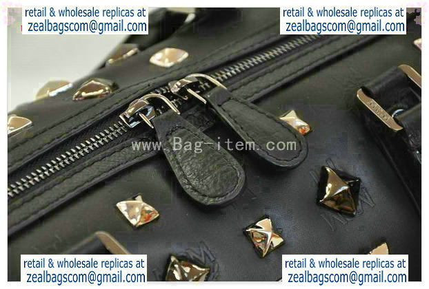 High Quality Replica MCM Stark Weekender Medium Boston Bag in Black Calfskin